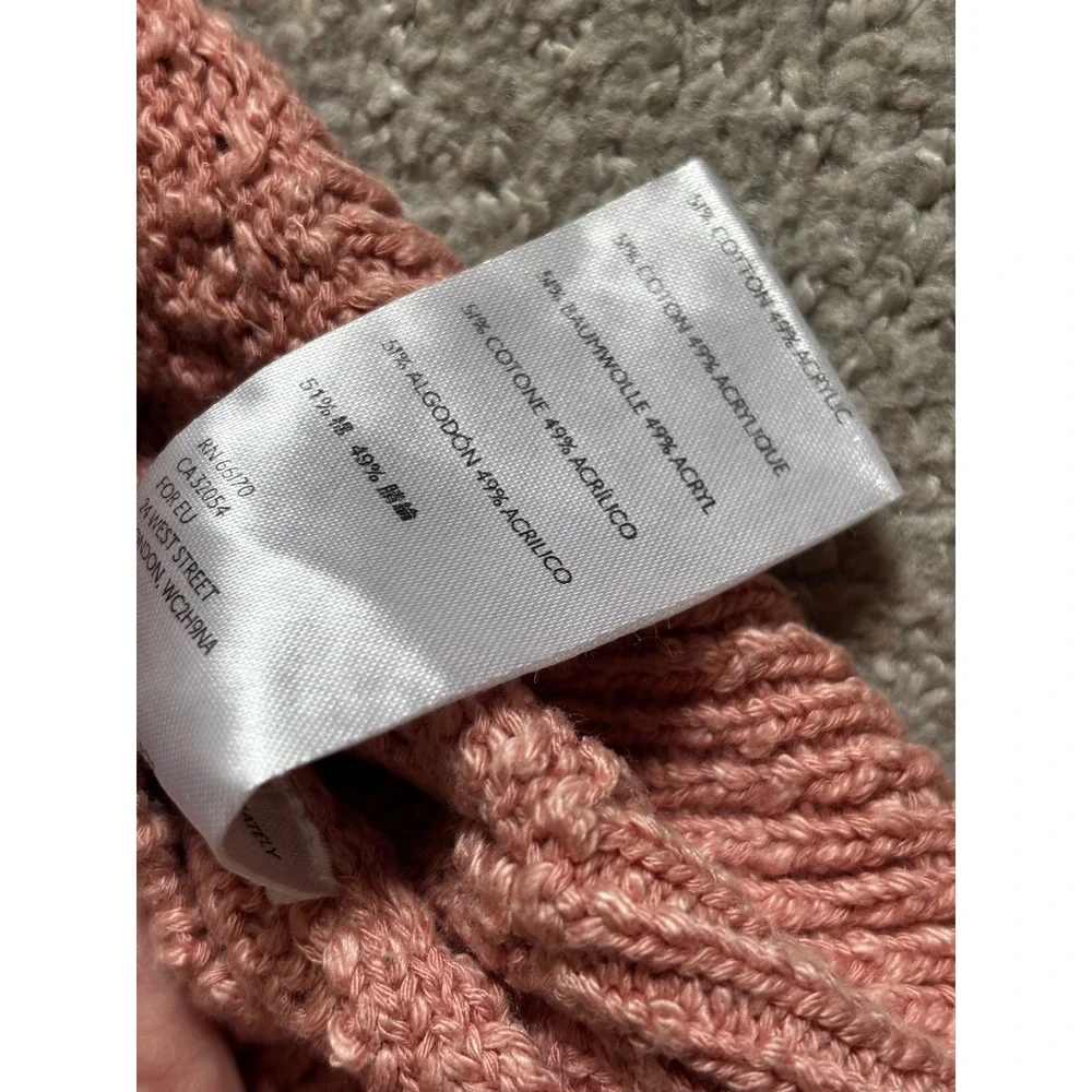 Free People Cable Knit Sweater Large Pink Boho Chunky Pullover